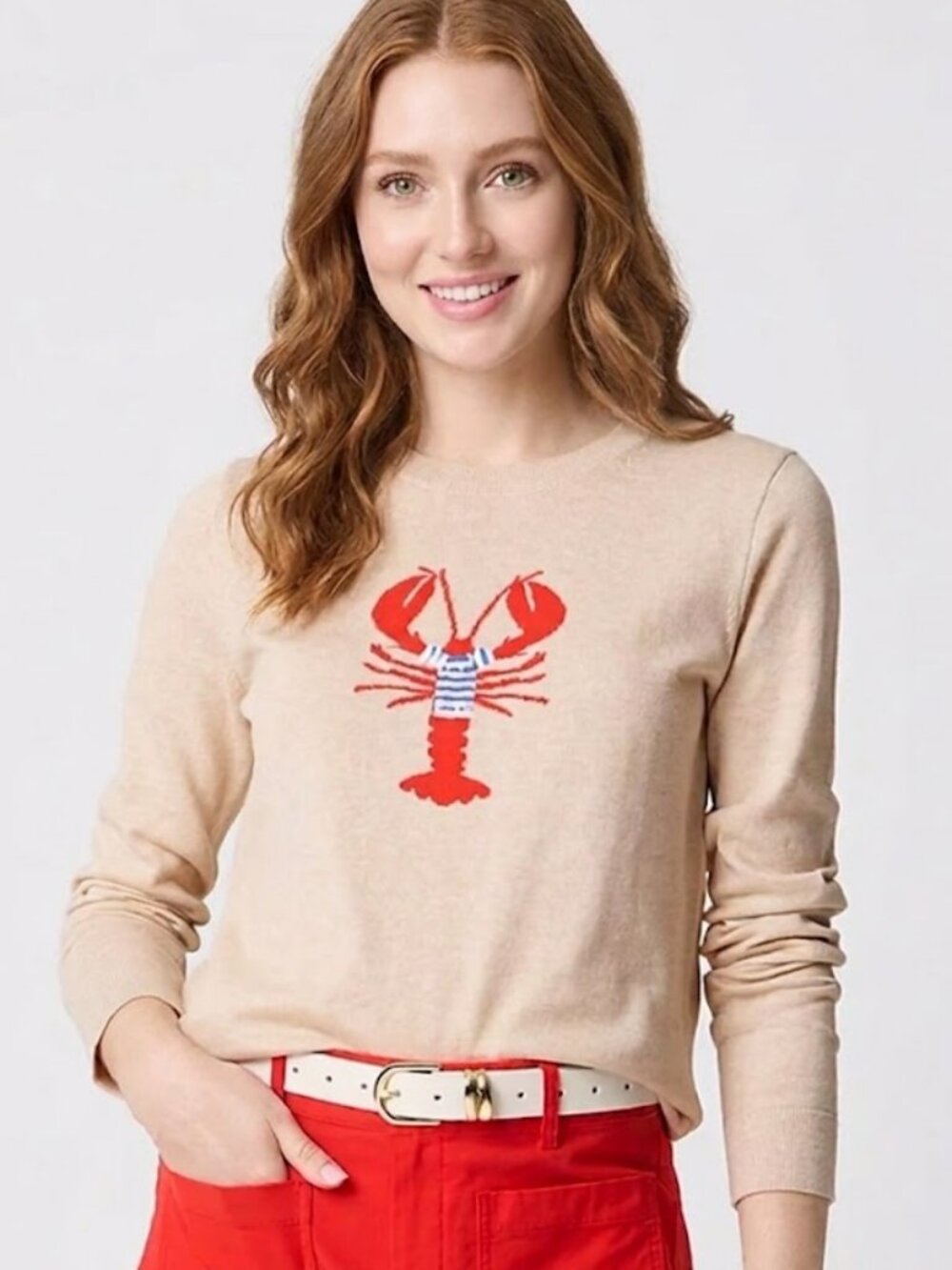 J. Crew Sequin Lobster Teddie Sweater